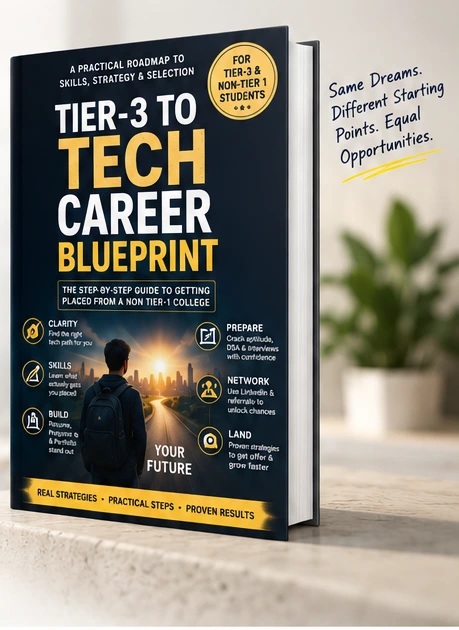 Tier 3 to Tech Career Blueprint book on desk with Premit Brothers note